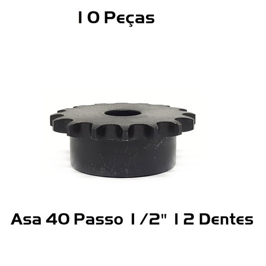 Engrenagem Simples Asa 40 Passo 1/2 12 Dentes 10 Und
