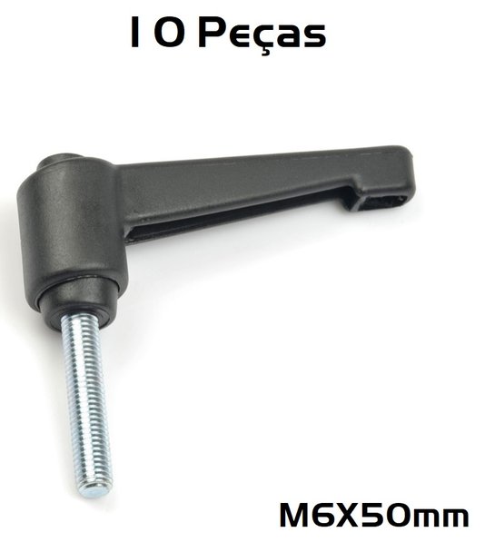 Manipulo Alavanca M6 x 50 Trava Macho Zamak 7835 Kit 10 Und