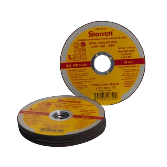 Disco de Corte 115 x 1,0 x 22,2 Inox 96 Peças Starrett