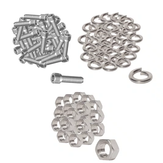 Kit 100 Parafuso Inox Allen Cilindr M6X30 c/ Porca e Arruela