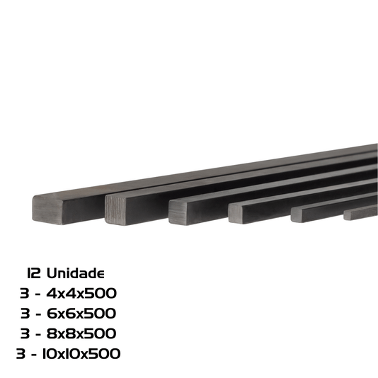 Kit 12 Chaveta 500mm 3 = 4X4 3 = 6X6 3 = 8X8 3 = 10X10