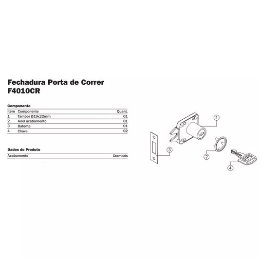 Kit 150 Fechadura Segredo Unico Gaveta com Batente 17 X 31mm