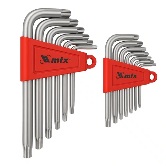 Kit 18 Peças Jogo de Chaves Torx L Curta e Longa MTX T10-T50