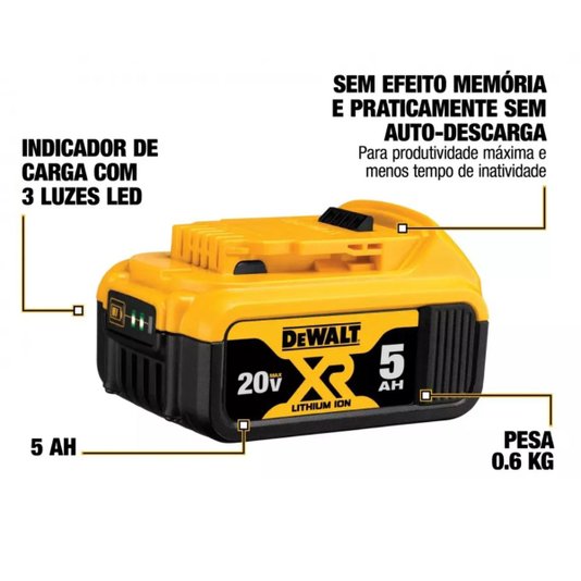 Kit 2 Baterias 20v 5ah Carregador Bolsa Dcb205c2k-br Dewalt
