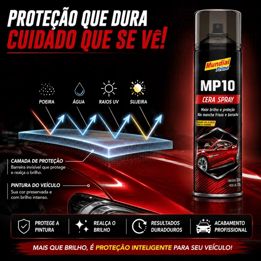 Kit 2 Cera Automotiva Spray Mp10 300ml Brilho Intenso Carro