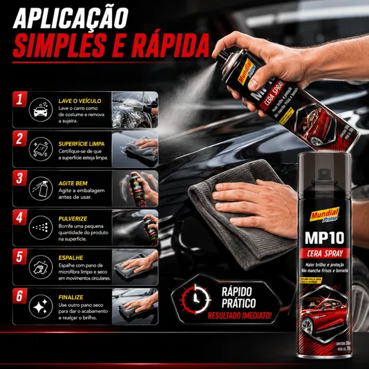 Kit 2 Cera Automotiva Spray Mp10 300ml Brilho Intenso Carro