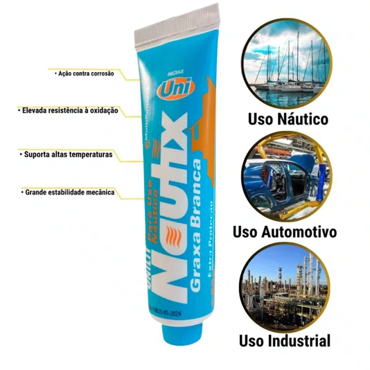 Kit 2 Graxa Branca Nautica Unilit Nautix Bisnaga 80gr Cada