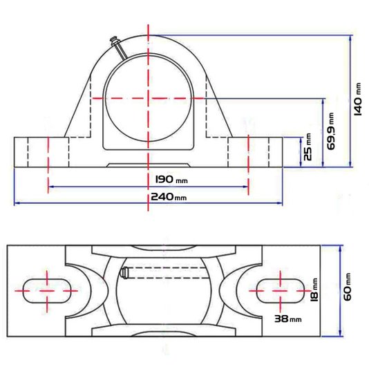 Kit 2 Mancal Pedestal com Rolamento Ucp212 Ucp 212 Eixo 60mm