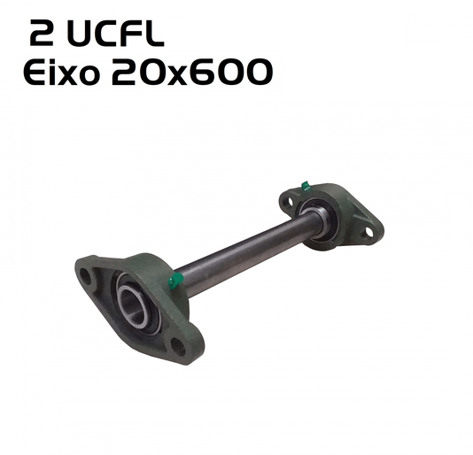 Kit 2 mancal UCFL com rolamento + Eixo 20x600