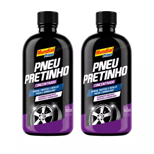 Kit 2 Pneu Pretinho 500ml Brilho Intenso Proteção Duradoura