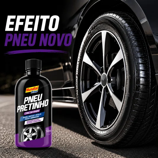 Kit 2 Pneu Pretinho 500ml Brilho Intenso Proteção Duradoura