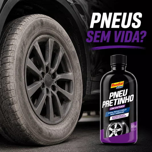 Kit 2 Pneu Pretinho 500ml Brilho Intenso Proteção Duradoura
