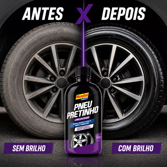 Kit 2 Pneu Pretinho 500ml Brilho Intenso Proteção Duradoura