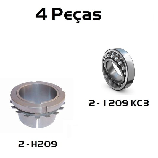 Kit 2 Rolamento 1209 KC3 + 2 Bucha Para Rolamento H209