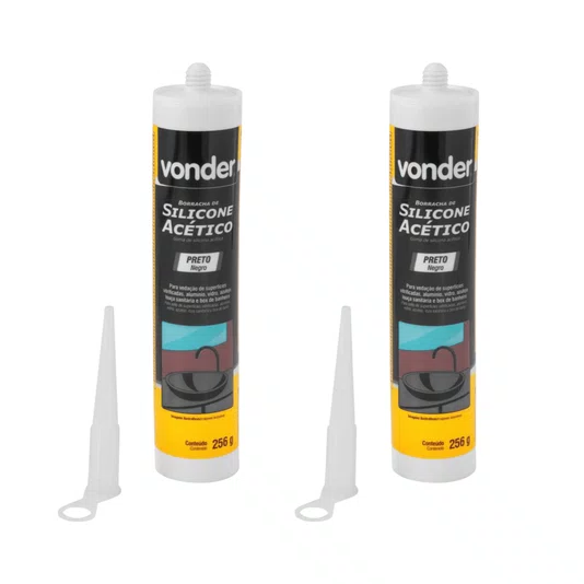 Kit 2 Silicone Preto Acetico 256g Vonder
