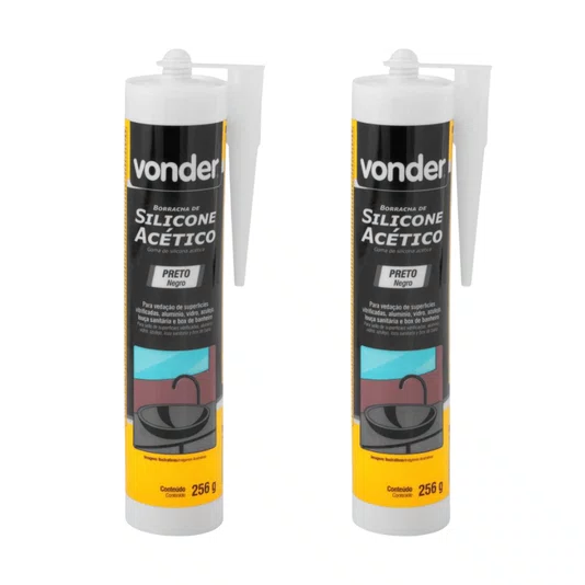 Kit 2 Silicone Preto Acetico 256g Vonder