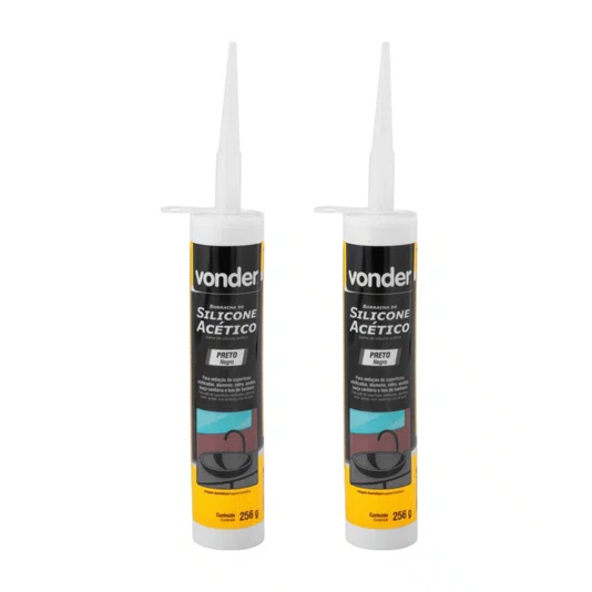 Kit 2 Silicone Preto Acetico 256g Vonder