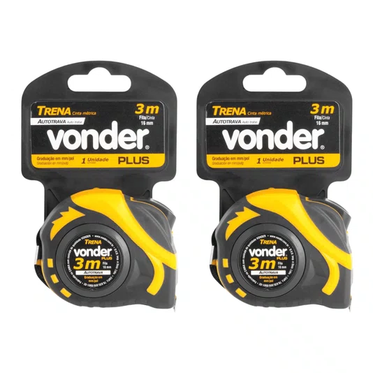 Kit 2 Trena Curta de Aço com Autotrava 3m X 16mm Vonder Plus