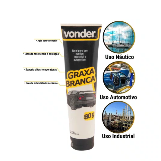 Kit 2 Unidades Graxa Branca Bisnaga 80g Vonder
