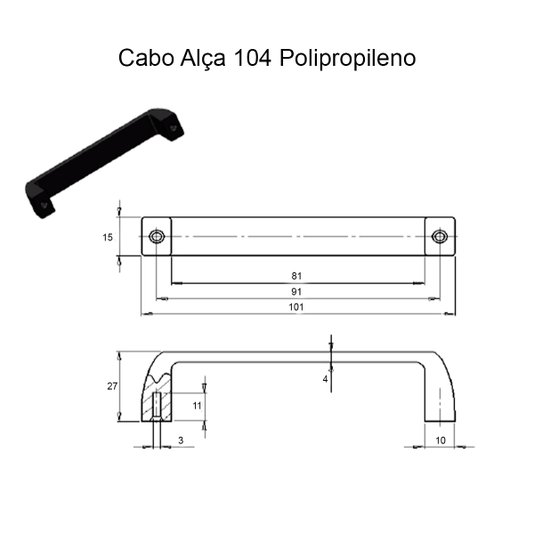 Manípulo Puxador Alça Cabo Nylon 104- 20 Unidade