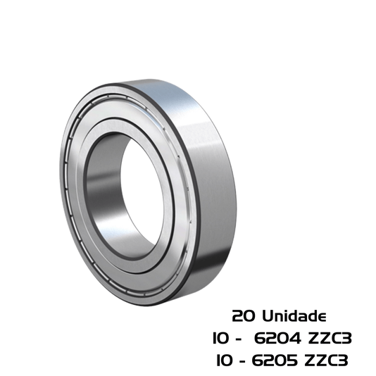 Kit 20 Rolamento 6204 e 6205 ZZC3 10 Peças Cada Dmr