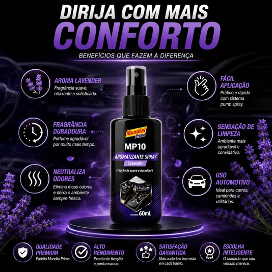Kit 3 Aromatizante Pump 60ml Lavender Perfume Automotivo
