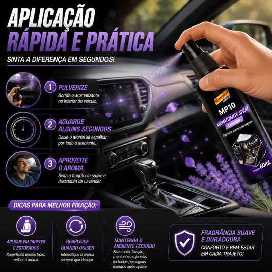 Kit 3 Aromatizante Pump 60ml Lavender Perfume Automotivo