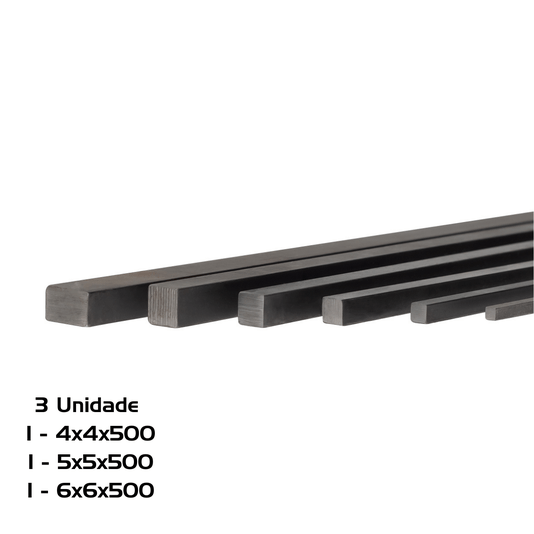 Kit 3 Chaveta 500mm 1 = 4 X 4 / 1 = 5 X 5 / 1 = 6 X 6