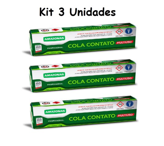 Kit 3 Cola de Contato Profissional 75gr - Amazonas