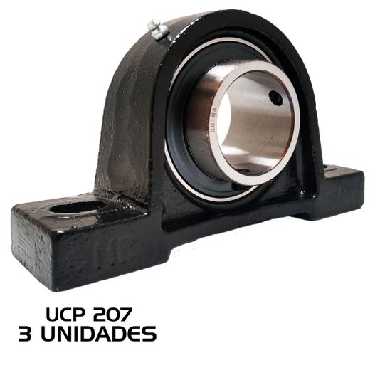 Kit 3 Mancal Pedestal com Rolamento Ucp207 Ucp 207 Eixo 35mm