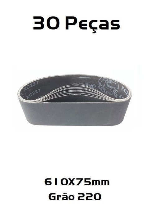 Kit 30 Cinta Correia Lixa Para Vidro 610X75 Grão 220 Deerfos