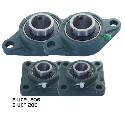 Kit 4 Mancal com Rolamento 2 Ucf 206 e 2 Ucfl 206