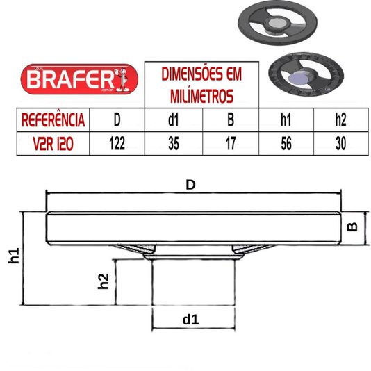 Volante V2r P Máquinas 120mm C/ Cabo- 4 Unidade