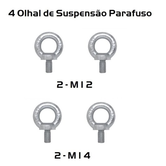 Kit 4 Olhal de Suspensão Parafuso 2 M12 + 2 M14 Carbografite