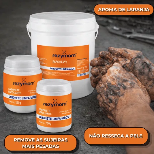 Kit 4 Sabonete Esfoliante Limpa Mãos Laranja 250gr Rezymom