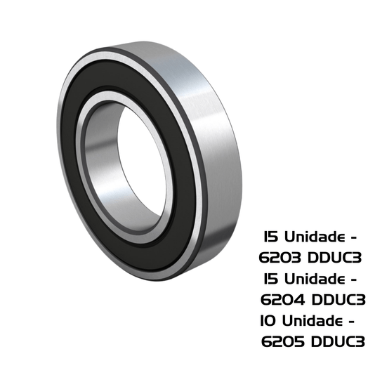 Kit 40 Rolamento 15= 6203 + 15= 6204 + 10= 6205 DDUC3 Dmr