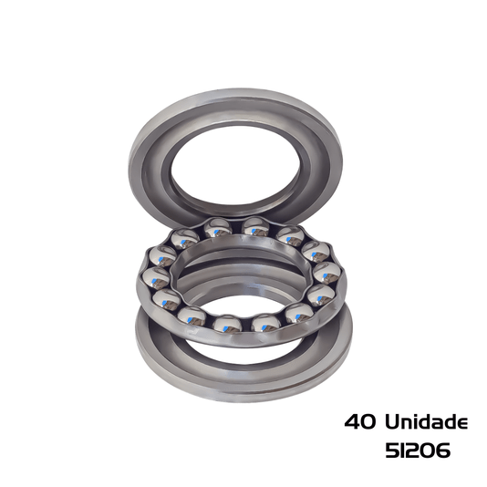 Kit 40 Rolamento 51206 Axial de Esferas 30x52x16 Encosto Dmr