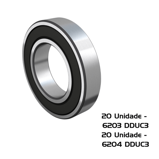 Kit 40 Rolamentos 20 Pçs 6203 + 20 Pçs 6204 DDUC3 Dmr