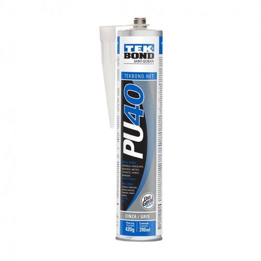 Kit 5 Adesivo Selante Silicone PU40 Cinza 420g 310ml Tekbond