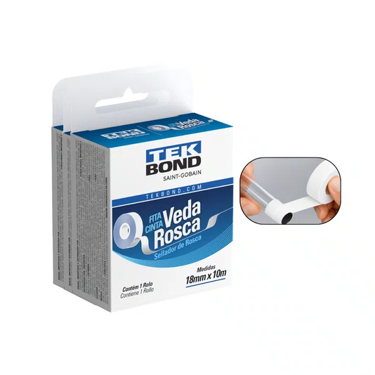 Kit 5 Fita Veda Rosca Branca 18mm X 10m Tekbond