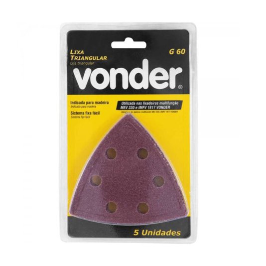 Kit 5 Lixas Triangular para Multiferramenta Madeira Grão 60