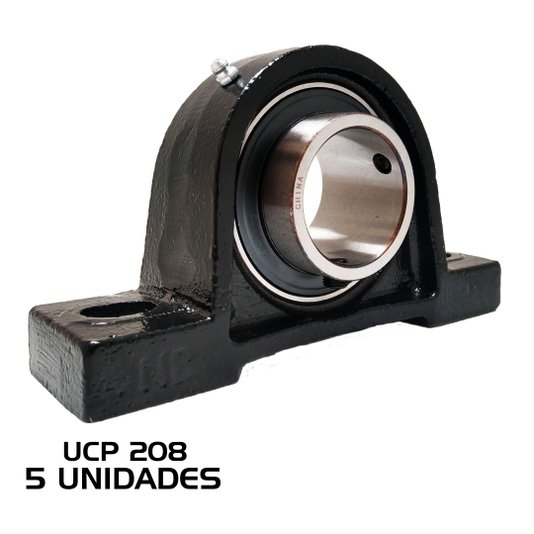 Kit 5 Mancal Pedestal com Rolamento Ucp208 Ucp 208 Eixo 40mm