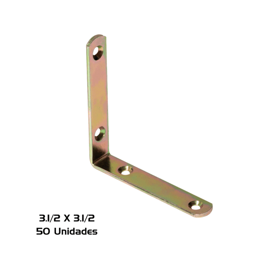 Cantoneira L Para Móveis 3.1/2 X 3.1/2 Pol 50 Unidade