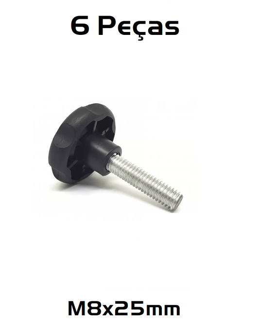 Kit 6 Manipulo Macho M8 x 25mm - 4526 Rosca MA 8 -1,25