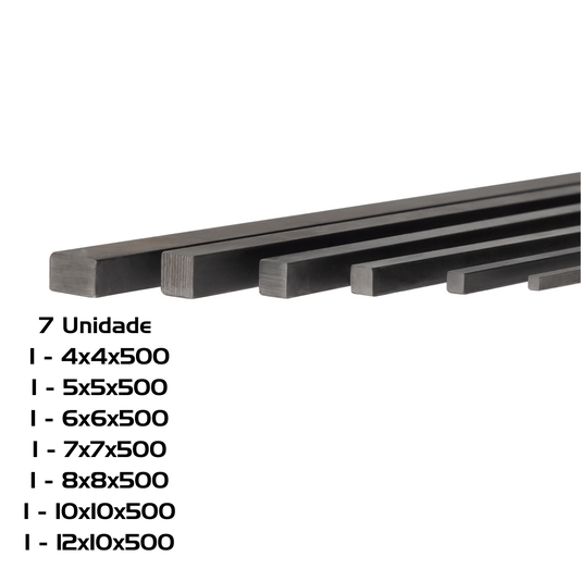Kit 7 Chaveta 500mm 4X4 5X5 6X6 7X7 8X8 10X10 12X12