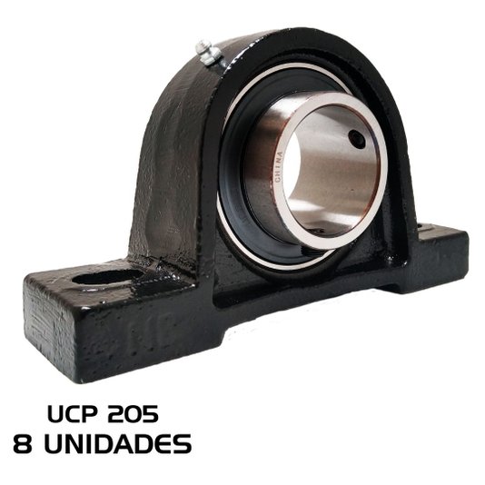 Kit 8 Mancal + 8 Rolamento Ucp 205-14 Eixo 22,225mm