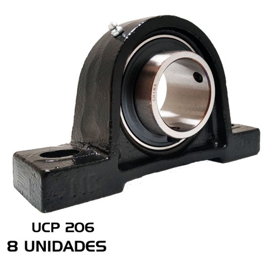 Kit 8 Mancal Pedestal com Rolamento Ucp206 Ucp 206 Eixo 30mm