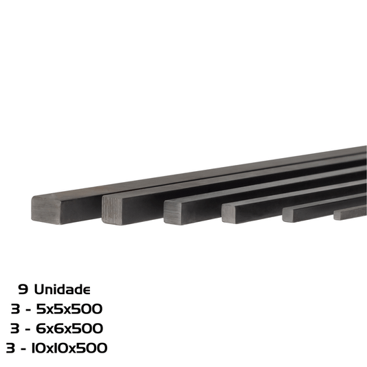 Kit 9 Chaveta 500mm 3 = 5 X 5 / 3 = 6 X 6 / 3 = 10 X 10
