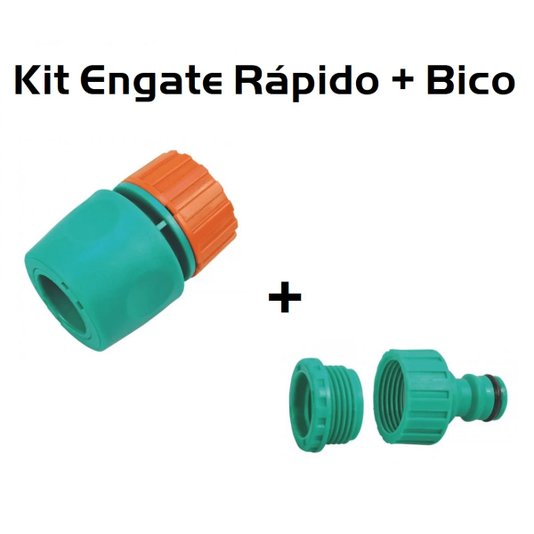 Kit Engate Rápido Plástico c/Bico p/Mangueira Jardim 1/2"