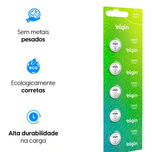 Kit Pilha Bateria Cr2032 3v Lithium Elgin - 3 Unidades